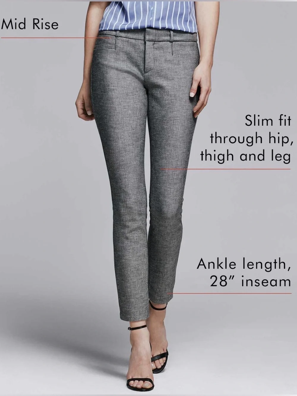 Banana Republic Sloan Gray Slim Fit Ankle Trousers Dress Pants Size 6